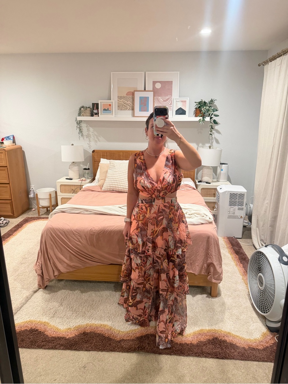 Tiered pink maxi dress size M